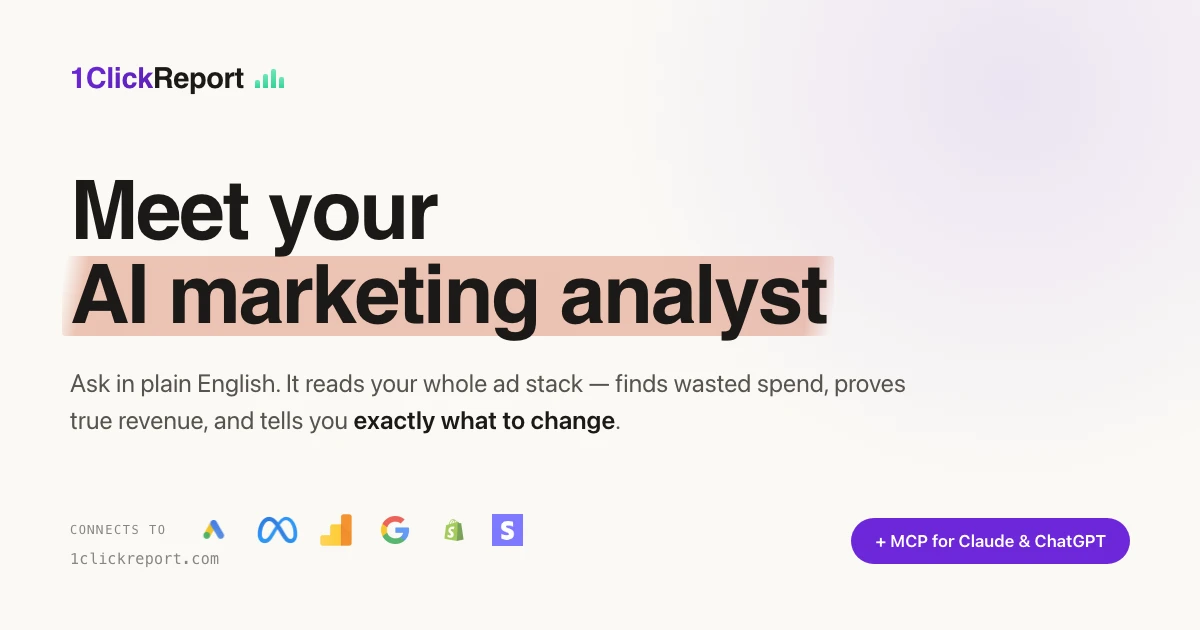 1ClickReport AI marketing analyst hero